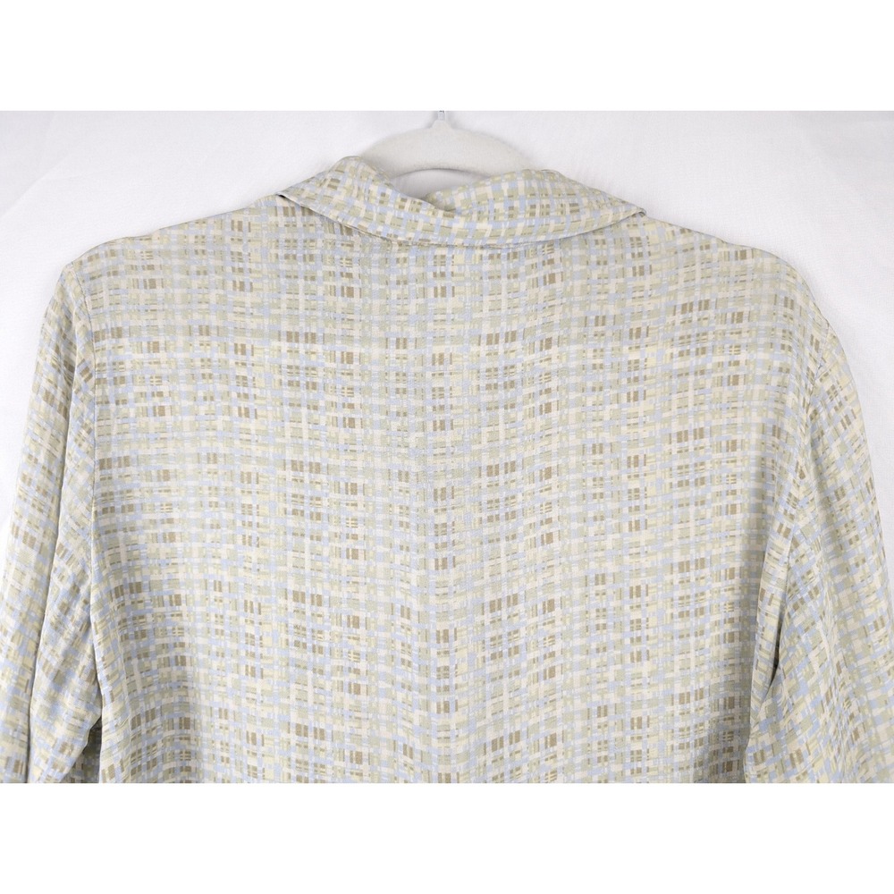 Vintage Y2K Geometric Abstract 100% Silk Button Top Size 10 Long Sleeve Office - Picture 8 of 10